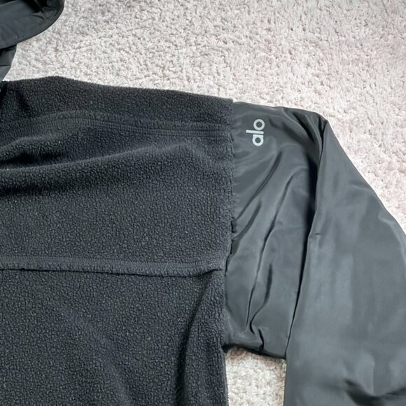 Alo Yoga Sweater Black Mixed Media Oversized Pullover Womens Medium Comfy Lounge - Picture 7 of 11